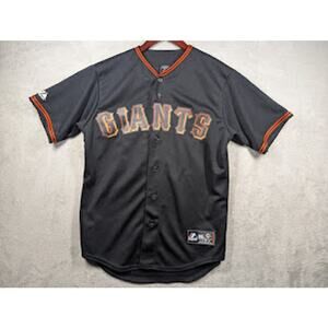 Majestic San Francisco Giants Buster Posey #28 Jersey Men Sz Medium Black Orange